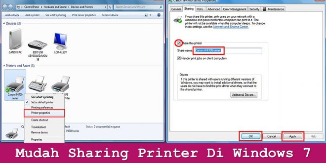 Mudah Sharing Printer Di Windows 7